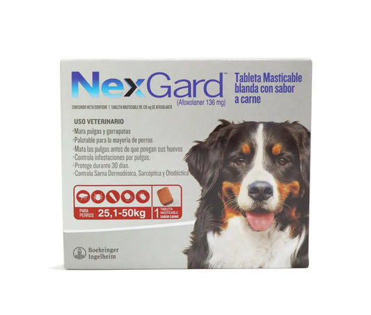 Antipulgas Nexgard para Perros de  25 a 50 Kg Sabor a Carne