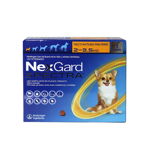 Antipulgas Nexgard Spectra  para Perros  XS de 2 a 3.5 Kg