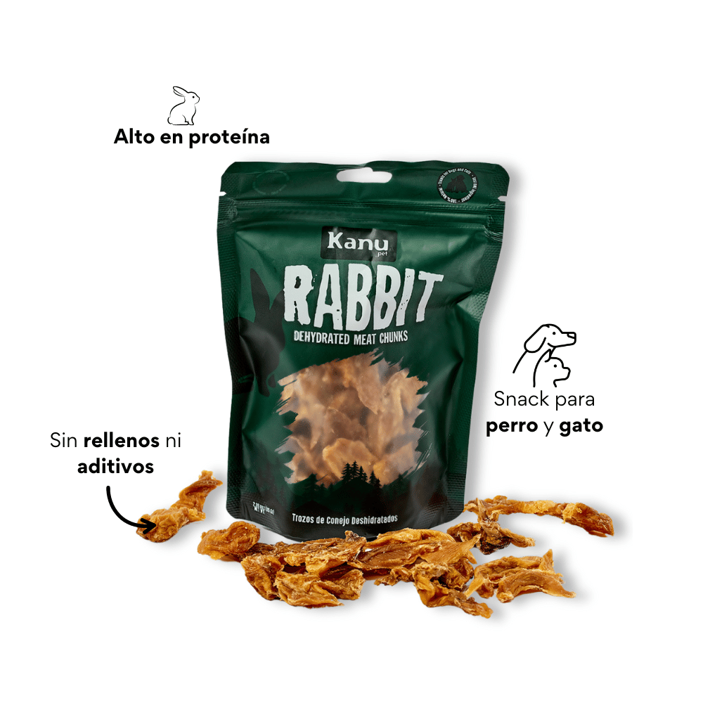 Snack de Trozos de Conejo Deshidratados Kanu Pet para perros y gatos 100% Natural , Un solo ingrediente - {{ Kanu Pet }}