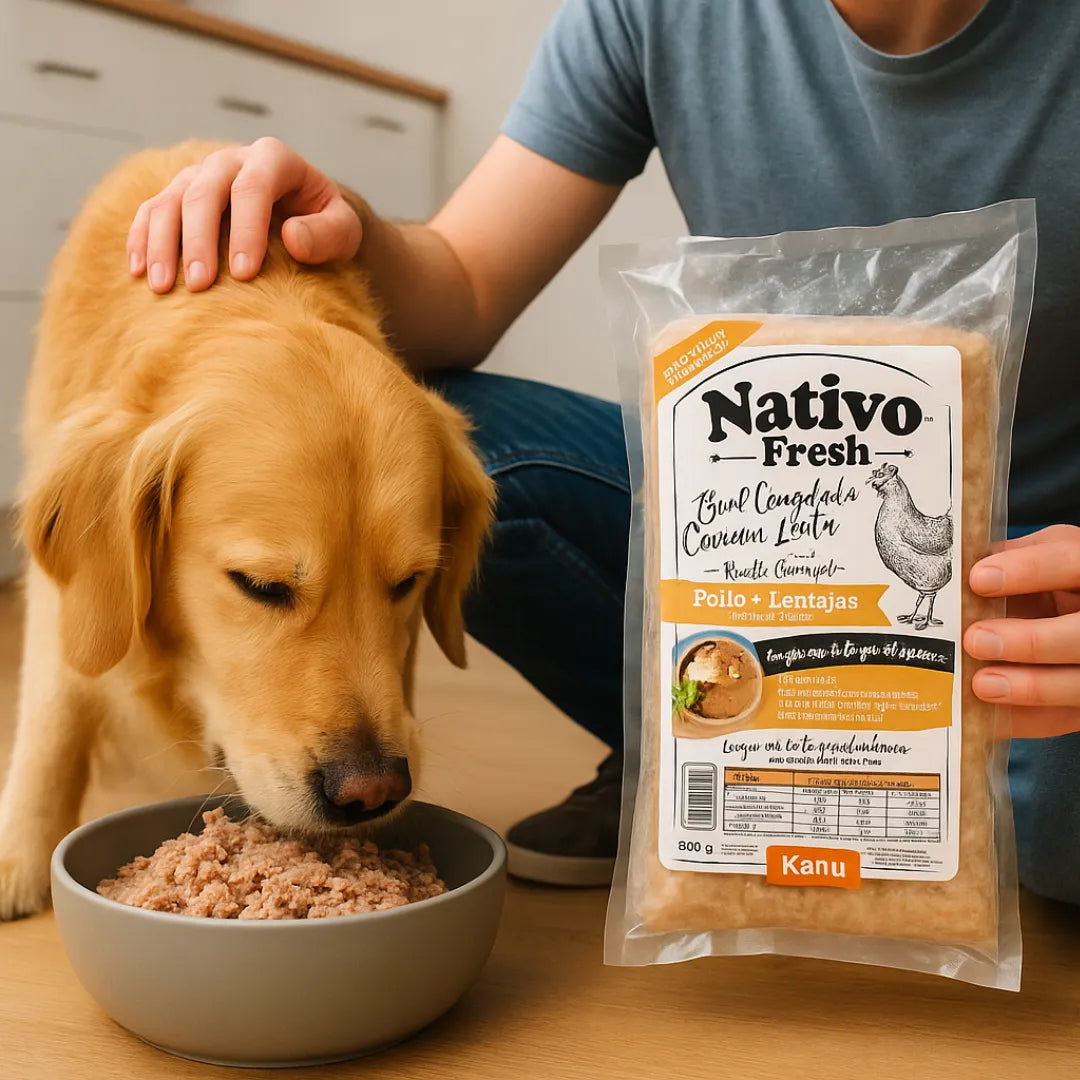 Alimento Congelado Nativo Fresh sabor a Pollo y Lentejas Kanu Pet para Perros. 100% Comida Real