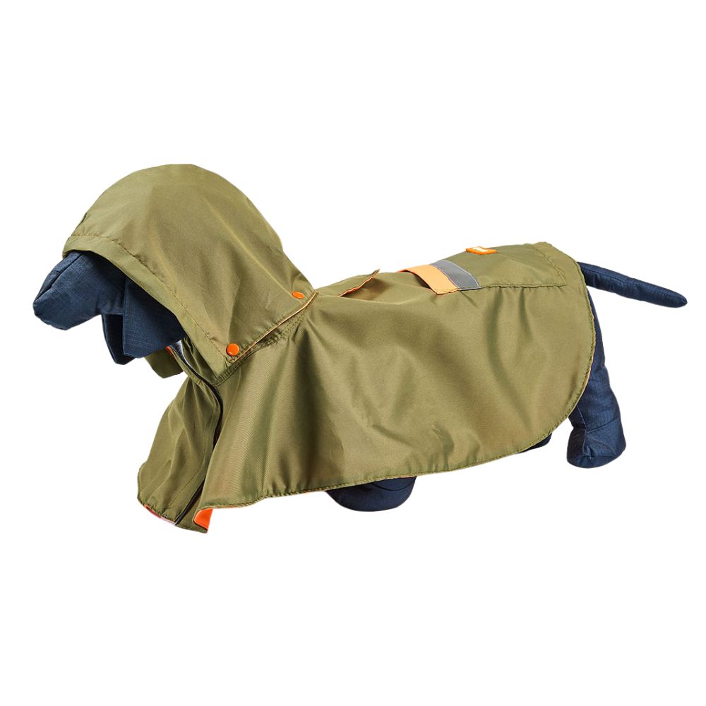 Impermeable Verde Militar y Naranja Kanu Pet para Perro