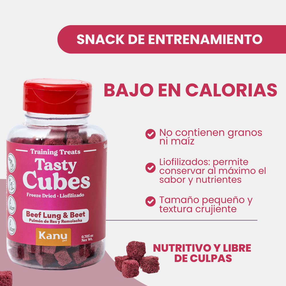 Kanu Pet Tasty Cubes de Remolacha Liofilizada para Perros, 20 g - Ideales para Entrenar, Bajas en Calorías y Llenas de Sabor