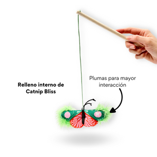 Juguete de Peluche Mariposa Verde Azul con vara para gato Kanu Pet - {{ Kanu Pet }}