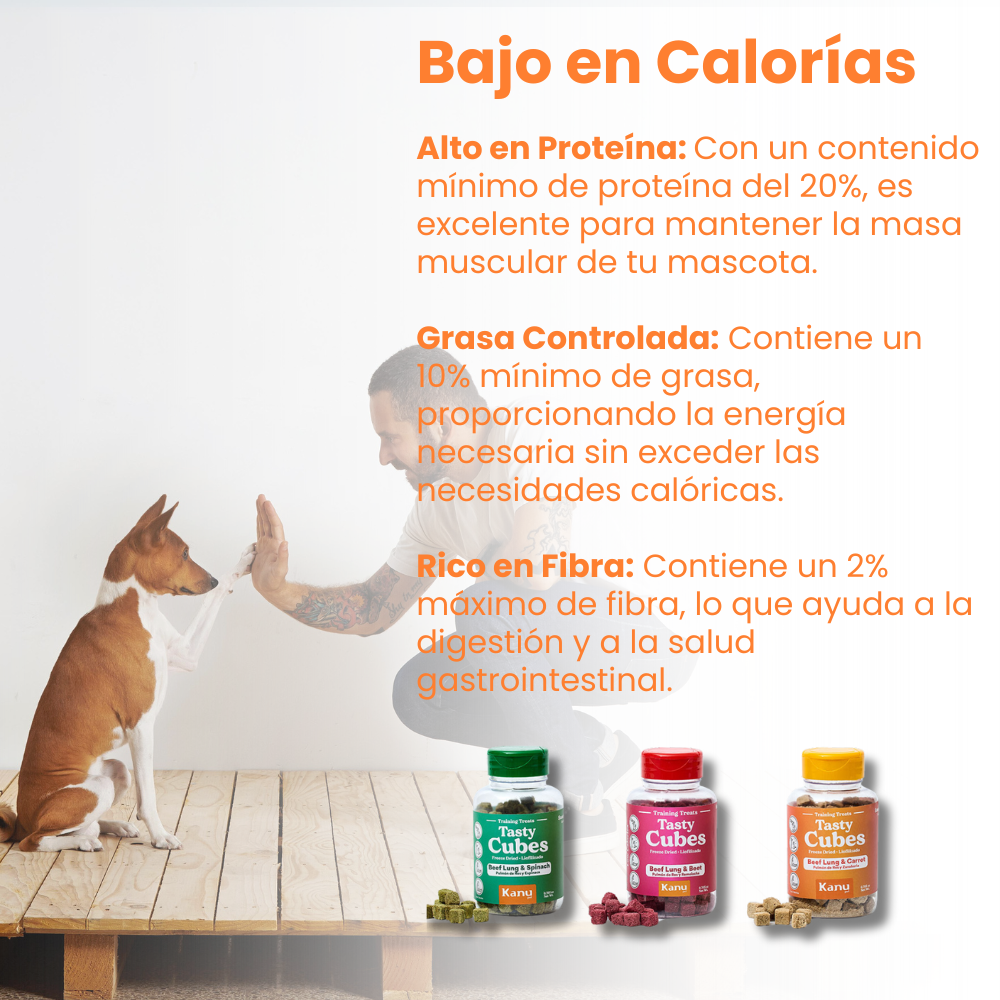 Kanu Pet Tasty Cubes de Zanahoria Liofilizada para Perros, 20 g - Snack Natural, Bajo en Calorías, Ideal para Entrenar y Recompensar a tu Mascota