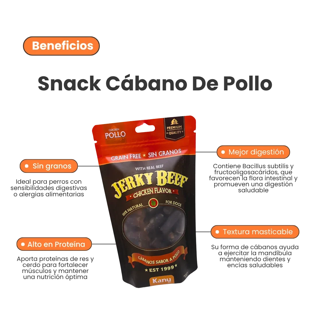 Snack de Cábano Jerky Beef Chicken Flavor Kanu Pet Para Perro