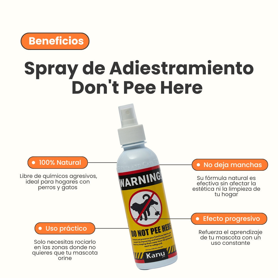 Spray de Adiestramiento Don't Pee Here de Kanu Pet para perros y gatos 100% Natural