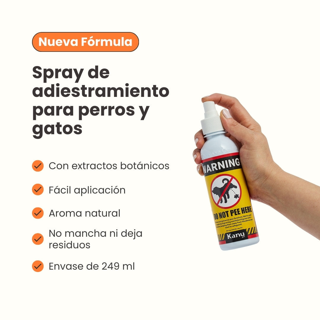 Spray de Adiestramiento Don't Pee Here de Kanu Pet para perros y gatos 100% Natural