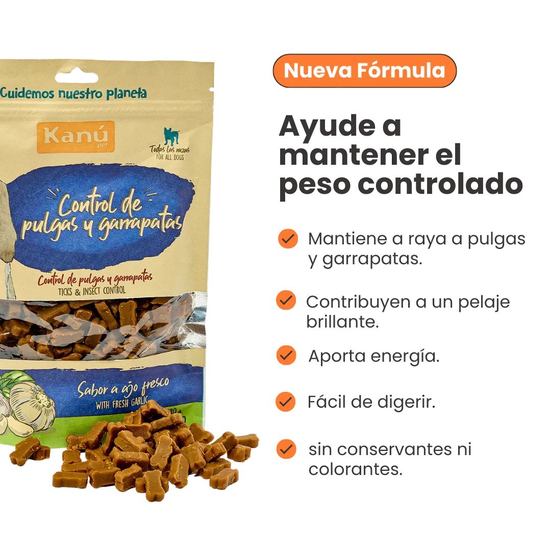 Galletas Blandas con Ajo Kanu Control Pulgas y Garrapatas Kanu Pet para Perro. 100% Naturales