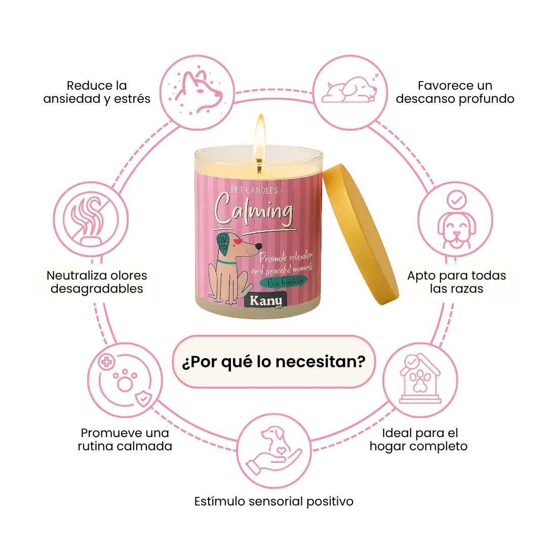 Vela Calming Kanu Pet para Perros aroma Rose Tentation