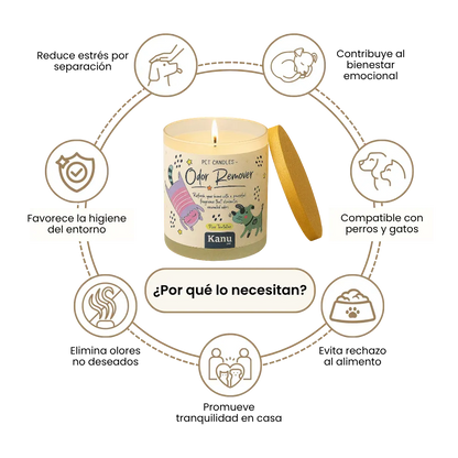 Vela eliminadora de olores Kanu Pet para perros y gatos aroma Rose Temptation