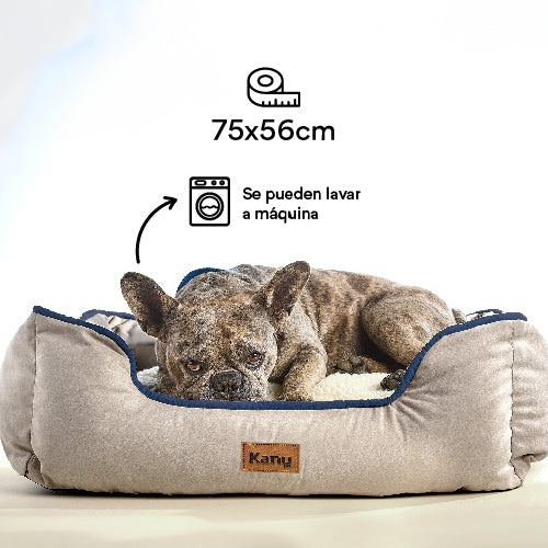 Cama Rectangular Ovejero Gris con Azul Kanu Pet para Perro