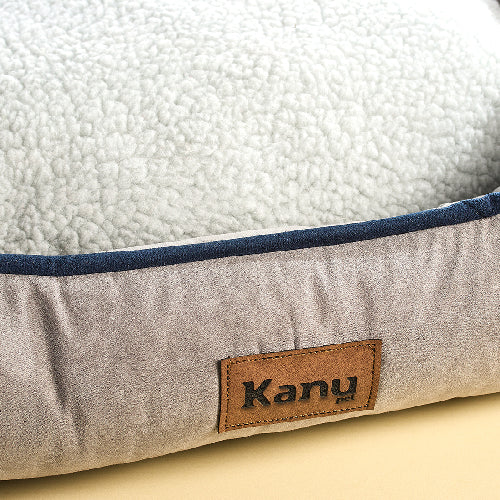 Cama Rectangular Ovejero Gris con Azul Kanu Pet para Perro
